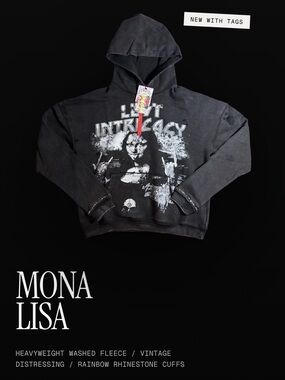 Lost Intricacy "Mona Lisa" Black Pullover Hoodie size medium